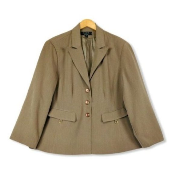 Signature by Larry Levine Jackets & Blazers - Signature By Larry Levine Suit Jacket Blazer Khaki Beige Long Sleeve Plus 24 W